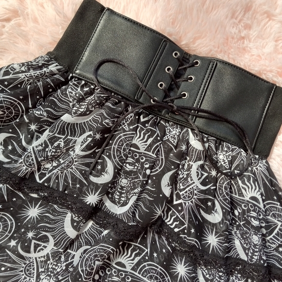 Killstar New Moon layered goth witchy skirt w/corset lacing waist band! SOLD! - Picture 10 of 11